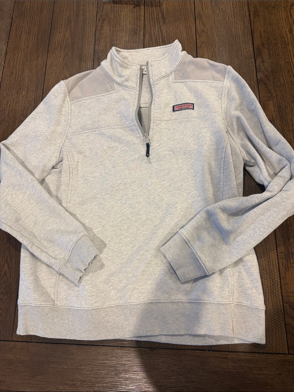 Vineyard Vines Light Gray 1/4 Zip Sweatshirt with Logo Patch